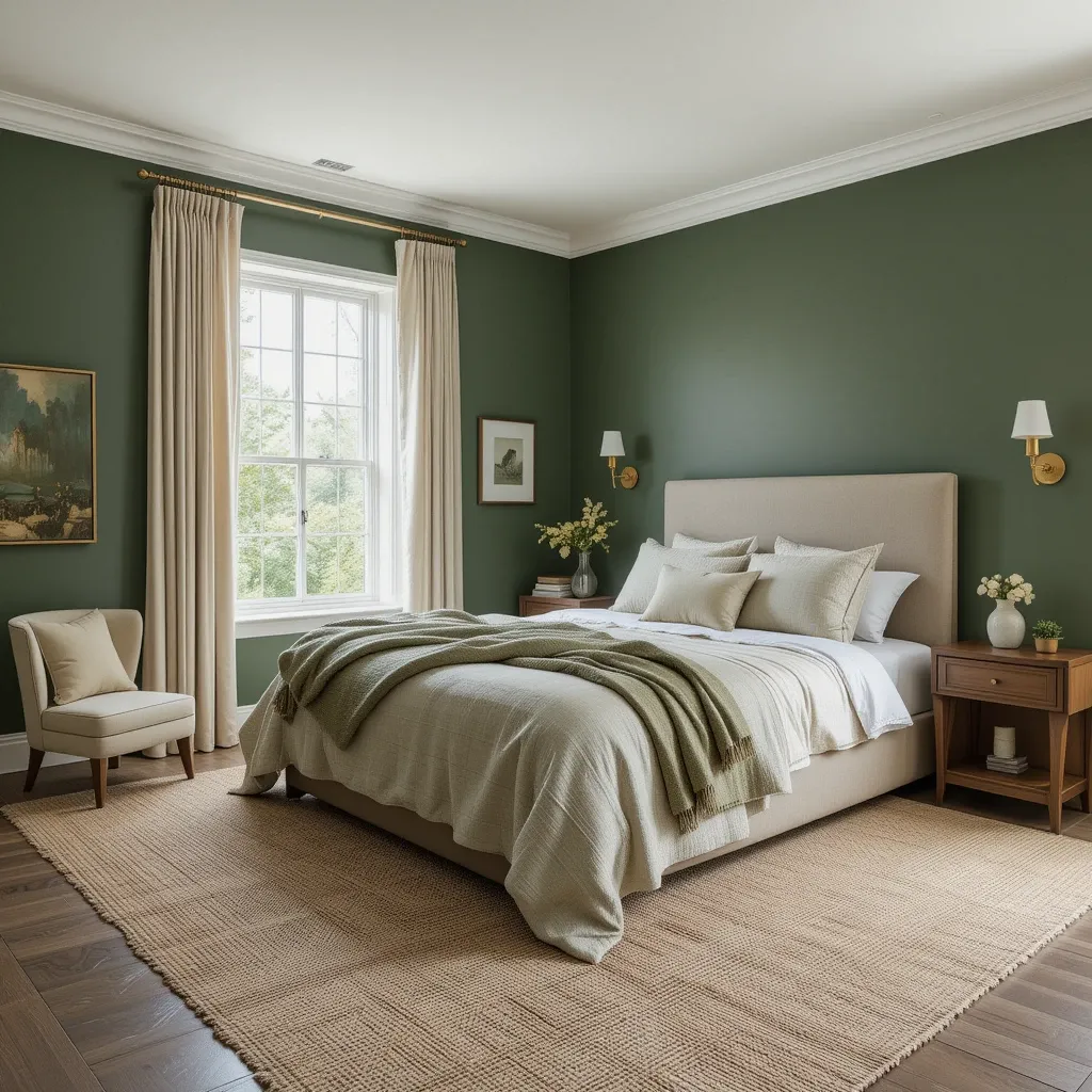 Deep Moss Green with Textured Linens