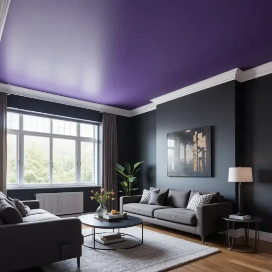 Deep Purple Ceiling with Black Walls