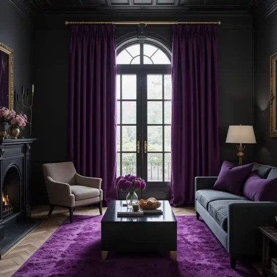 Deep Purple Curtains for an Elegant Touch