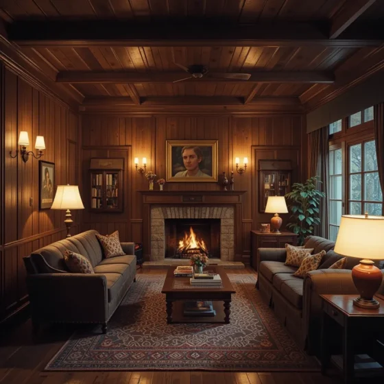 Dramatic Mood Lighting with Wood Paneling