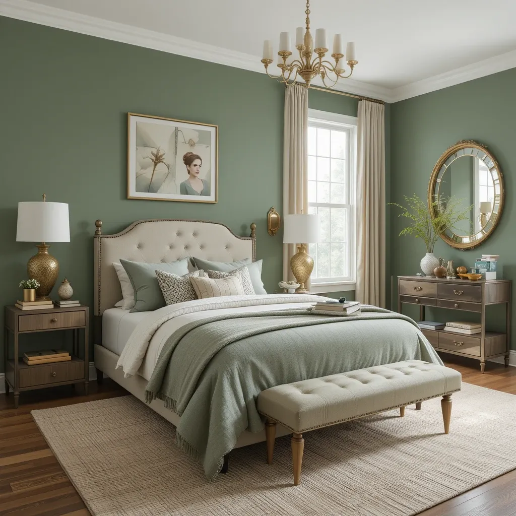 Dusty Green and Warm Gold Accents