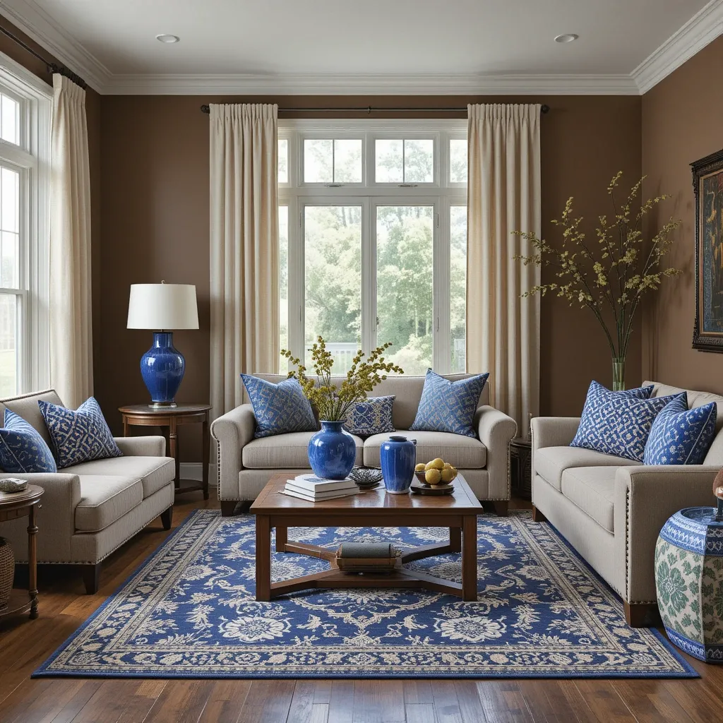 Earthy Browns with Cobalt Blue Decor