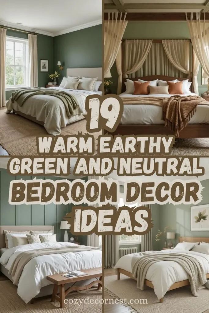Earthy Green and Neutral bedroom