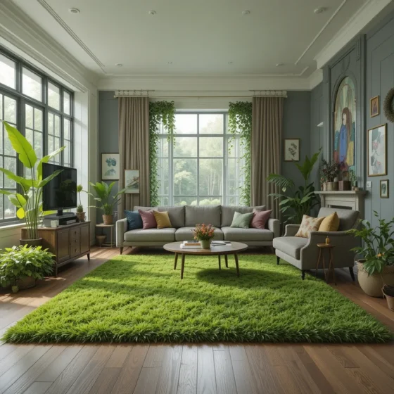 Faux Grass Rugs for an Indoor Garden Feel