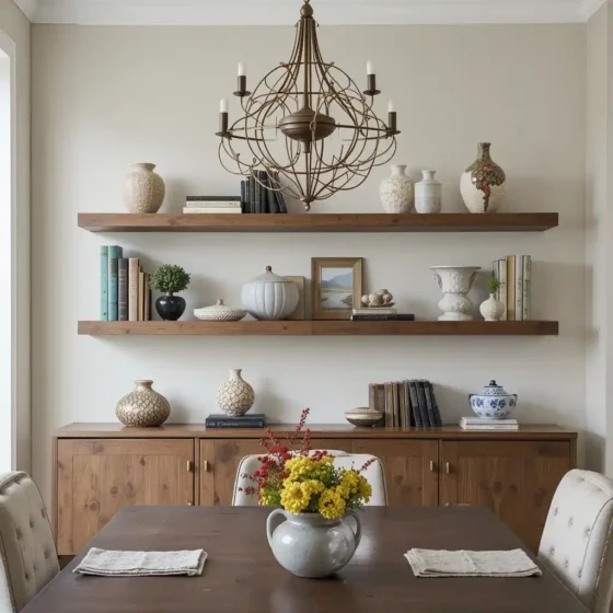 Floating Shelves with Decor