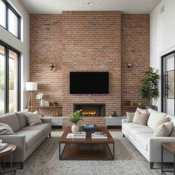 Floor-to-Ceiling Brick Wall for Maximum Impact