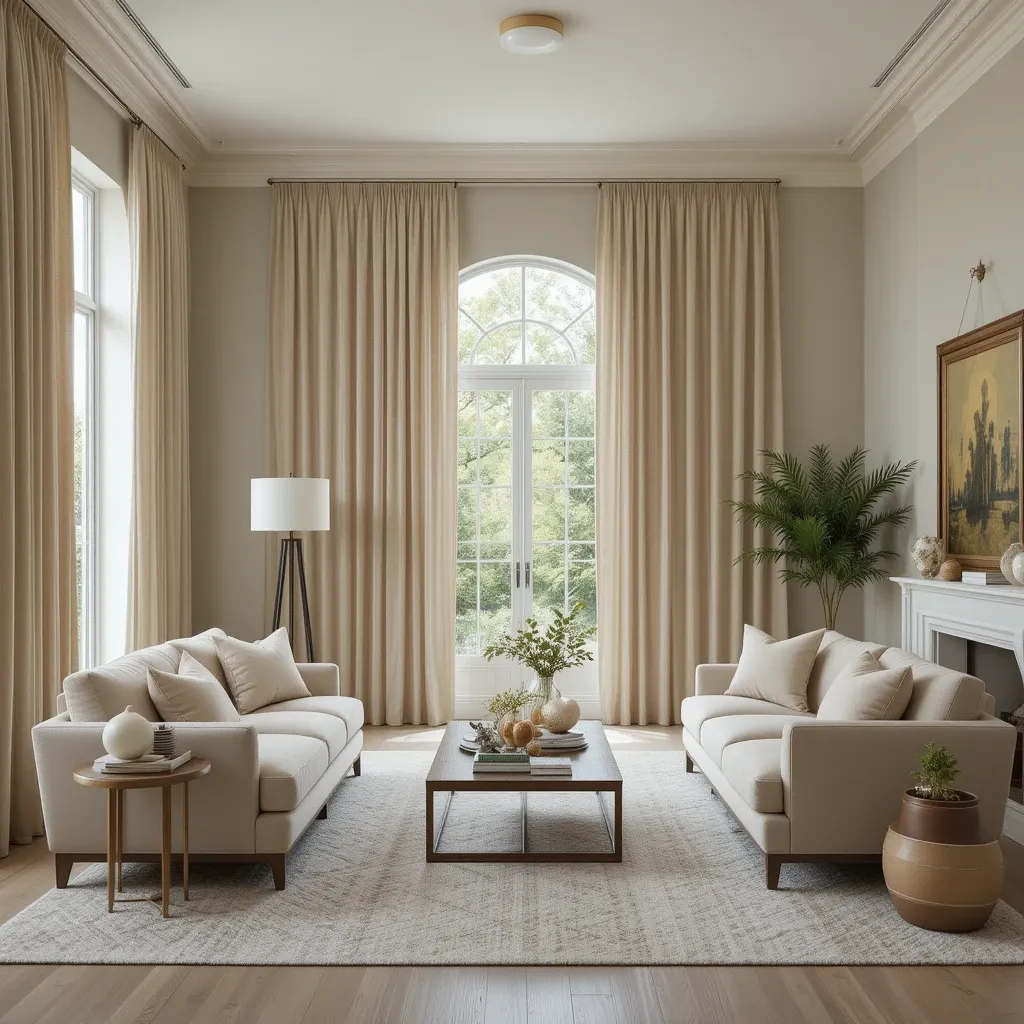 Floor-to-Ceiling Linen Beige Curtains