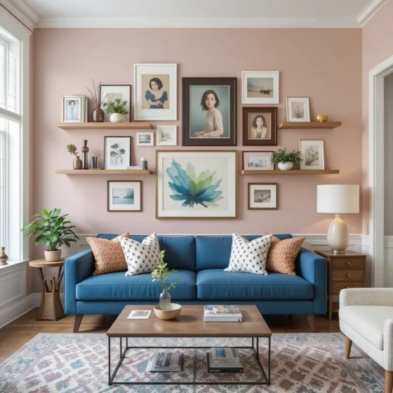 Gallery Wall with Floating Shelves