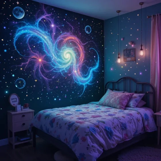 Glow-in-the-Dark Galaxy Wall