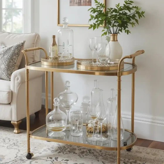 Gold Bar Cart for a Touch of Glamour