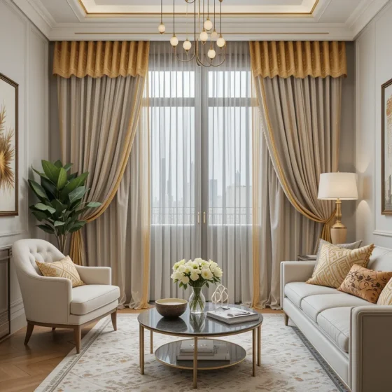Gold-Trimmed Sheer Curtains for a Glamorous Appeal