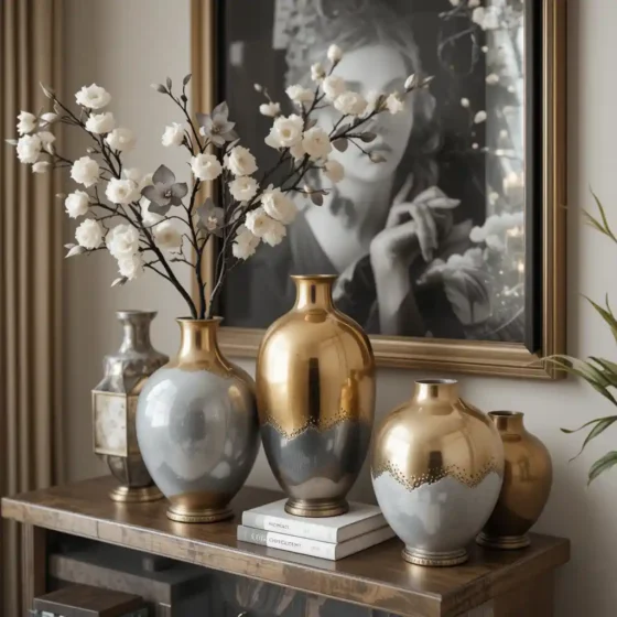 Gold and Grey Decorative Vases for Elegance
