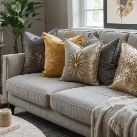 Gold and Grey Throw Pillows for a Cozy Feel