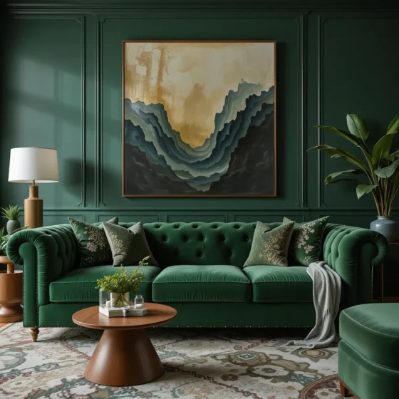 Green Velvet Sofa for a Luxurious Touch