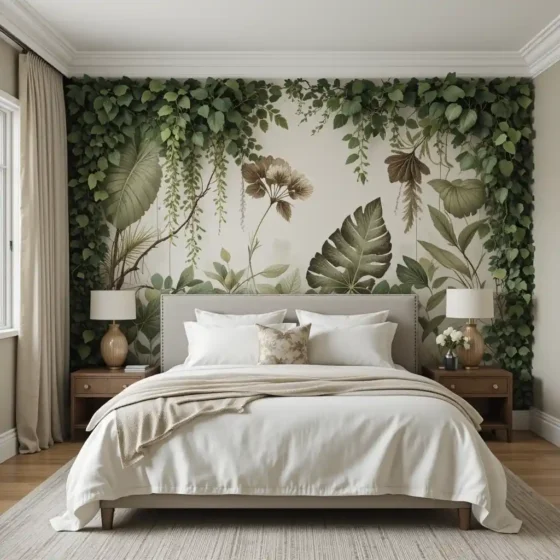 Green and Brown Botanical Mural