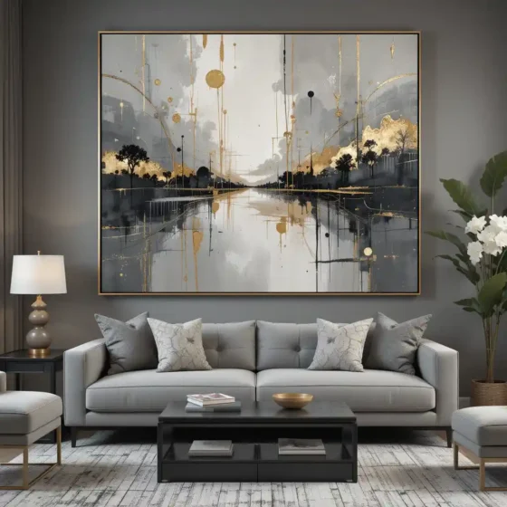 Grey and Gold Abstract Art for a Modern Edge