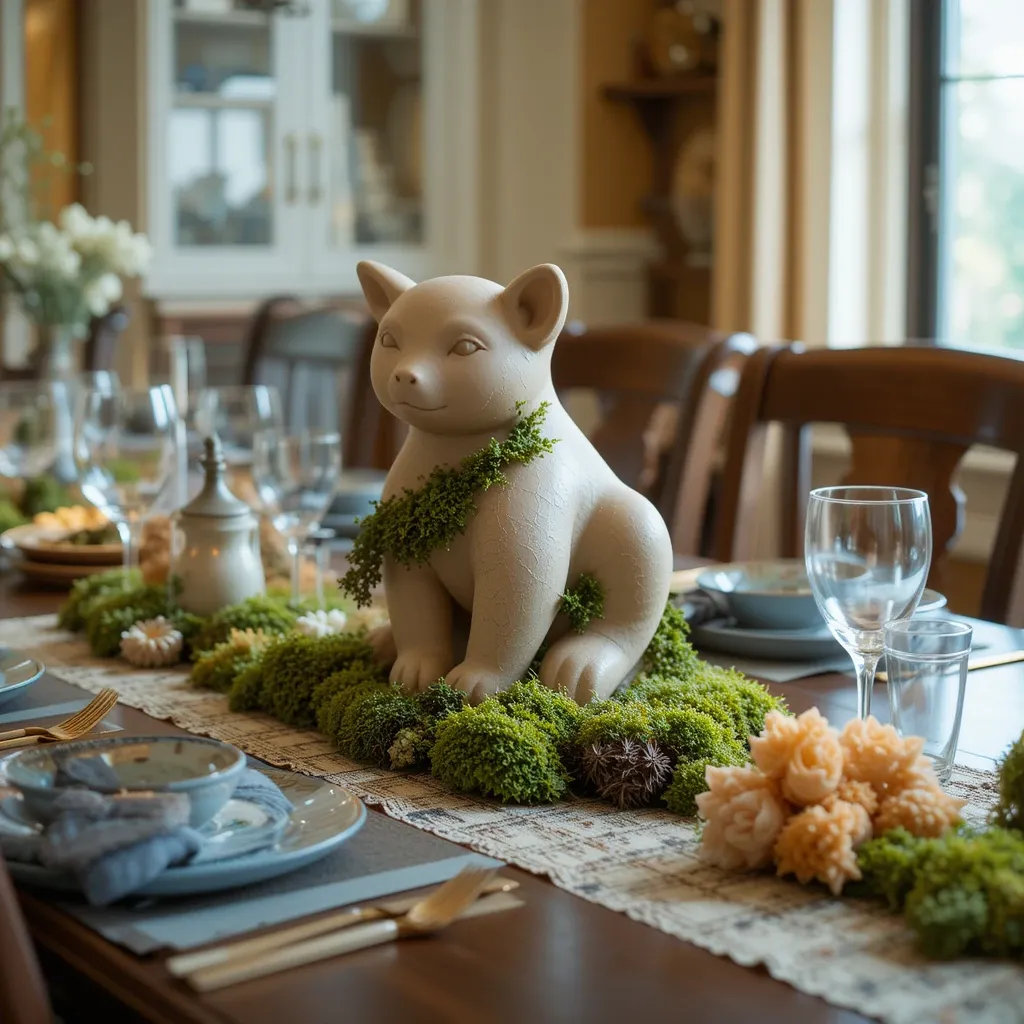 Handmade Clay Sculpture with Moss