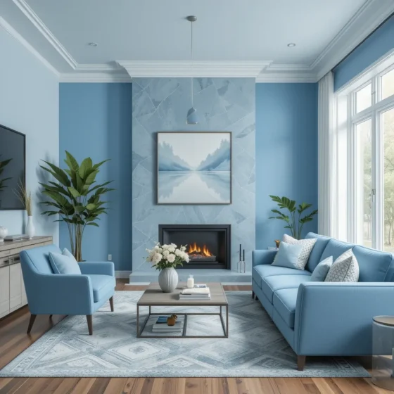 Icy Blue Statement Wall for a Bold Impact