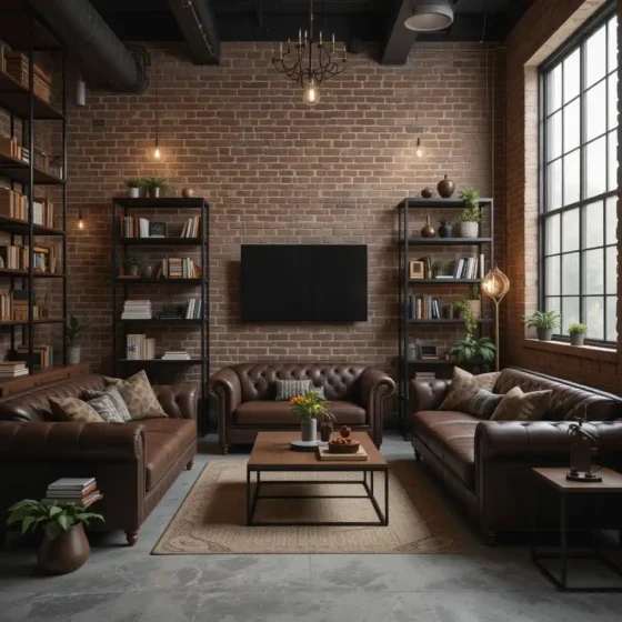 Industrial Brown with Exposed Brick