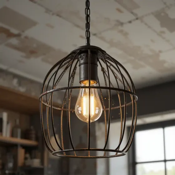 Industrial Cage Pendant for a Rustic Feel