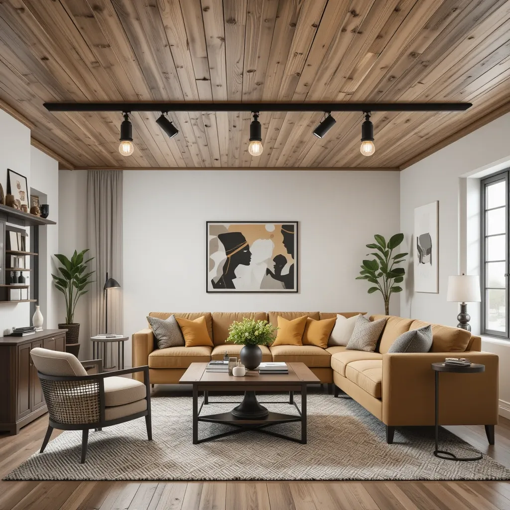 Industrial Track Lights with Black Metal Finish