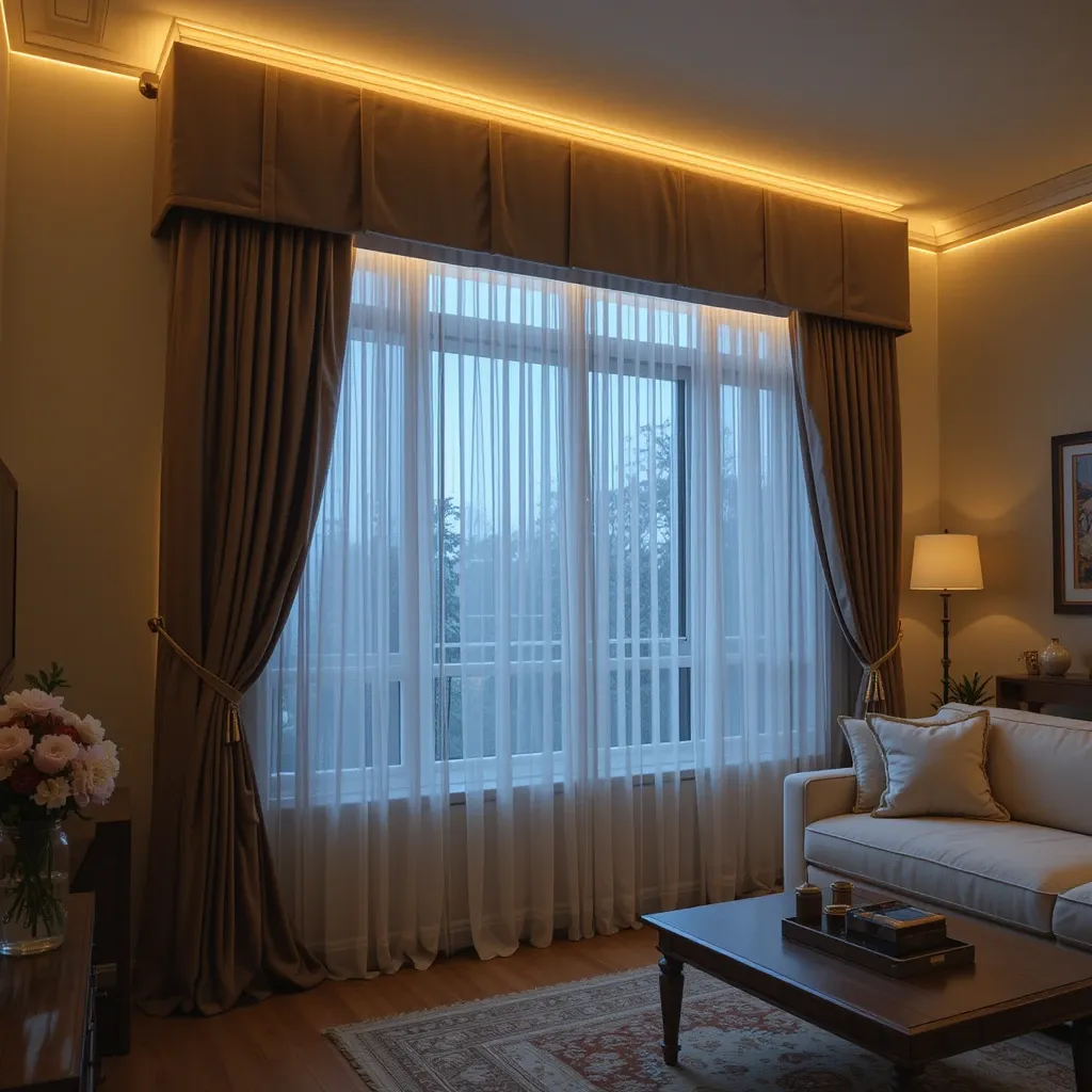 LED Strip Cove Lighting Behind a Curtain Pelmet