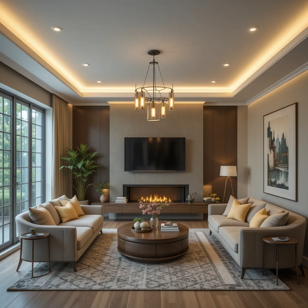 Layered Cove Lighting with Pendant Fixtures