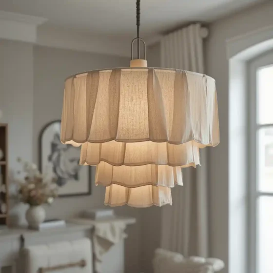 Layered Fabric Pendant for Soft Ambiance