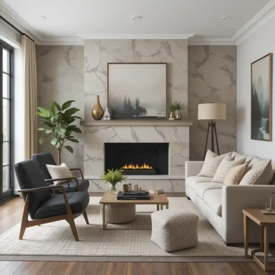 Layered Neutrals with a Black Statement Chair