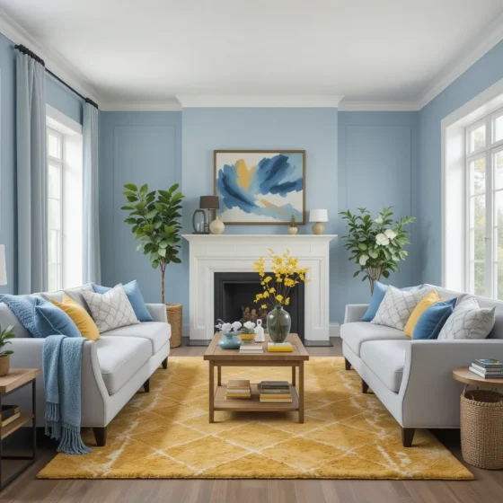 Light Blue and Mustard Yellow Textiles for Comfort