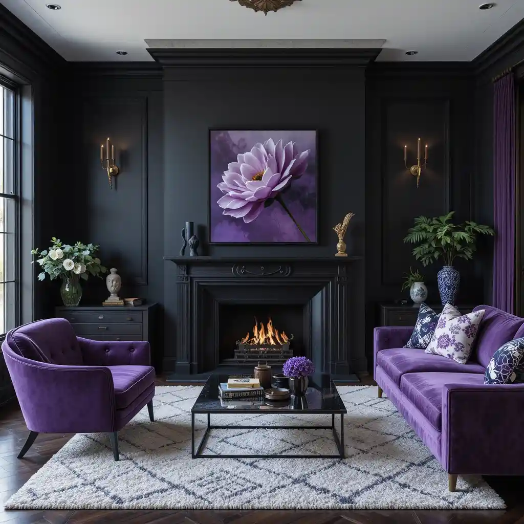 22 Stunning Black and Purple Living Room Ideas for a Bold & Elegant Space