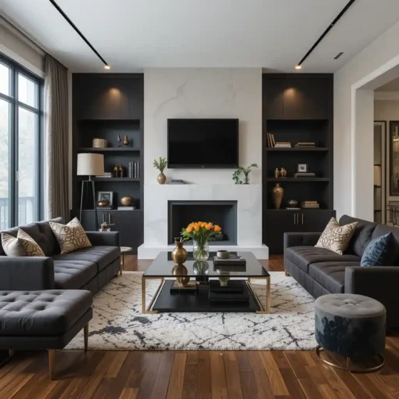 Modern Brown with Charcoal and Glass Elements