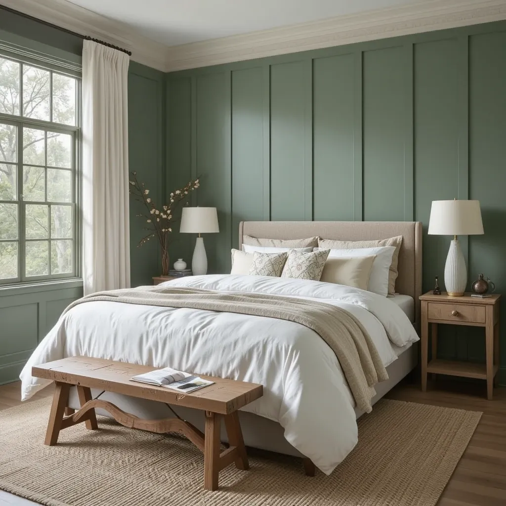 Muted Green Paneling with Natural Light