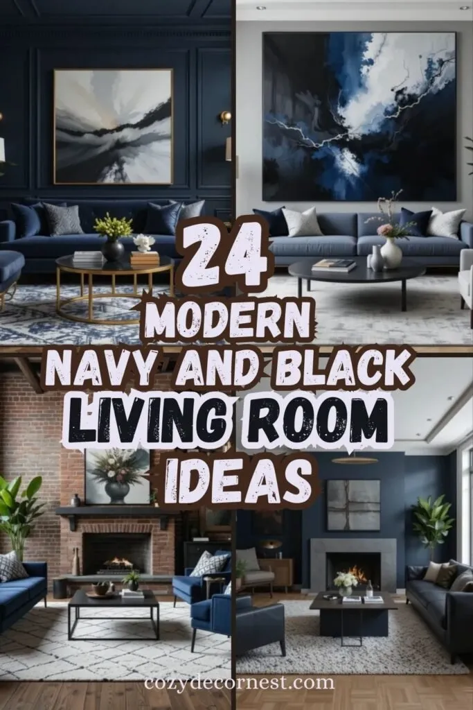 Navy and Black Living Room
