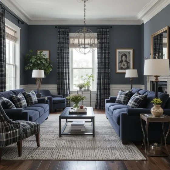 Navy and Black Plaid Accents for a Classic Touch
