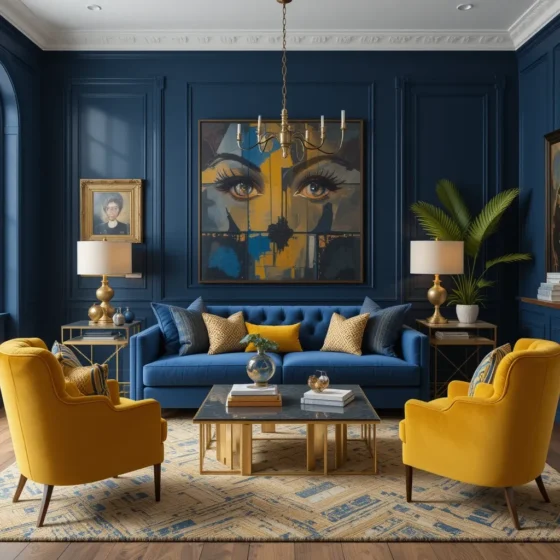 Navy and Gold Accents for a Luxurious Touch