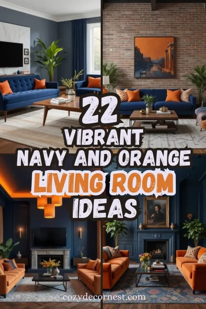 _Navy and Orange Living Room