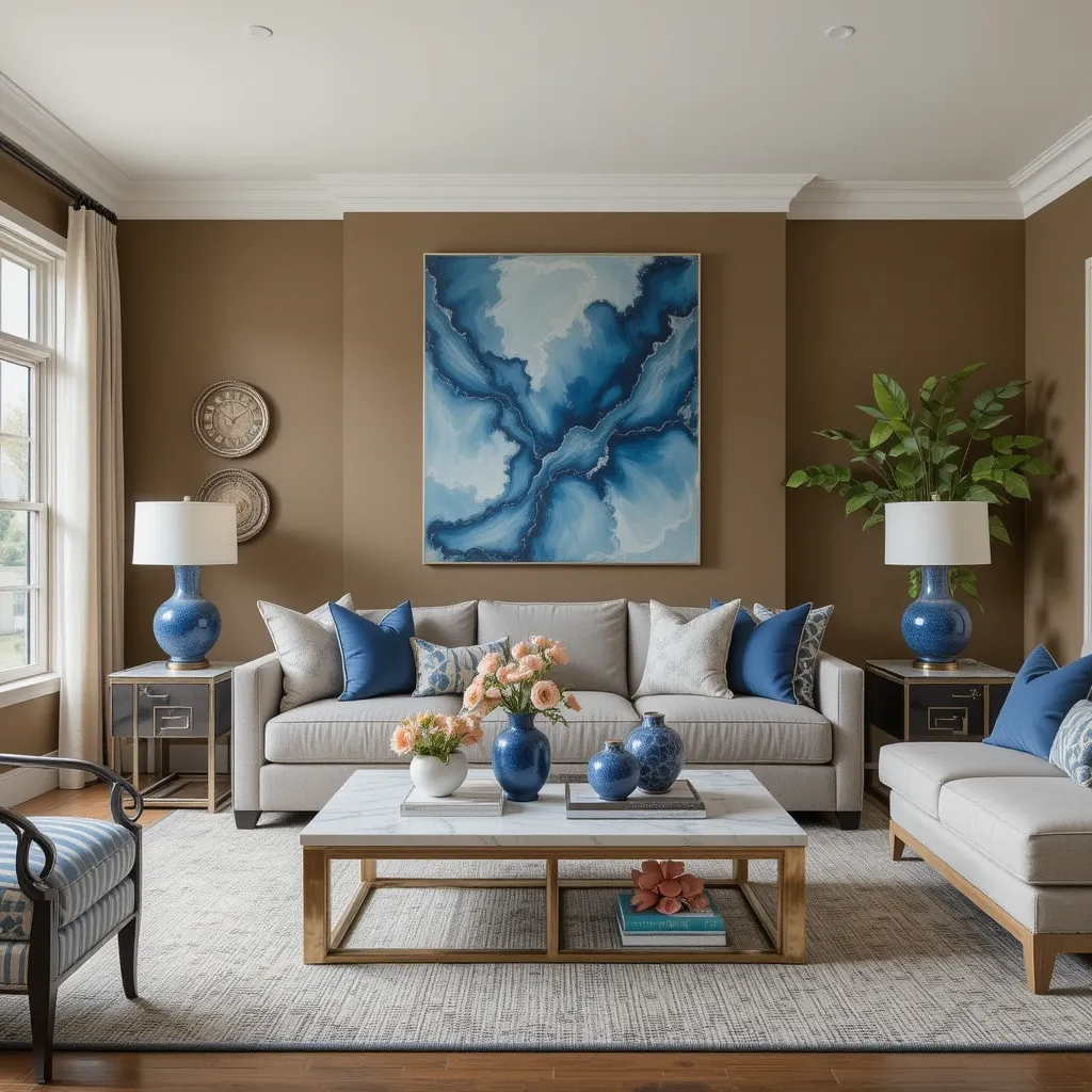 Olive-Toned Browns with Sapphire Accents