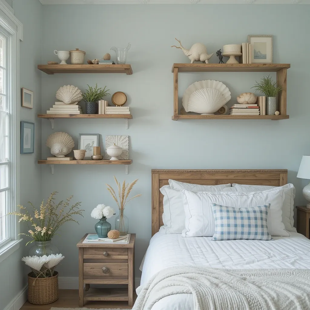 Open Shelving with Coastal Finds