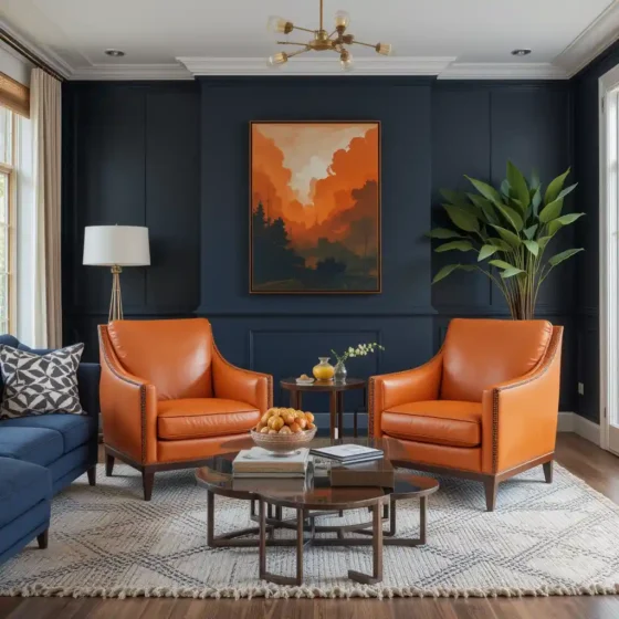 Orange Leather Armchairs for a Bold Touch