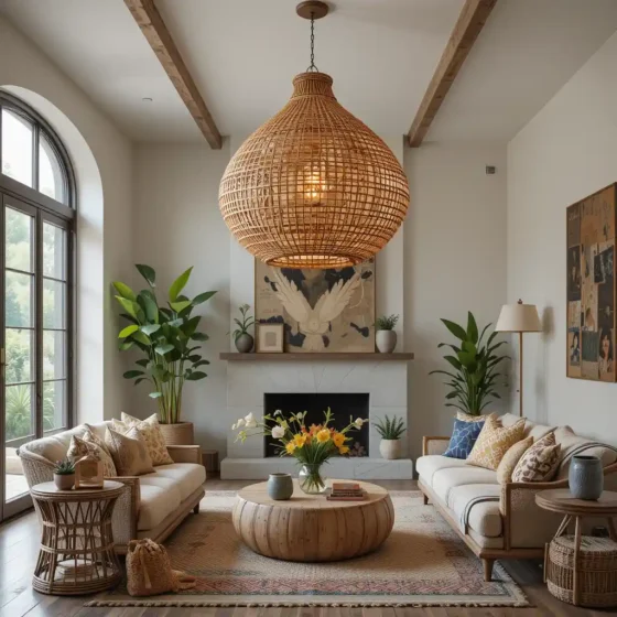 Oversized Rattan Pendant for Boho Vibes