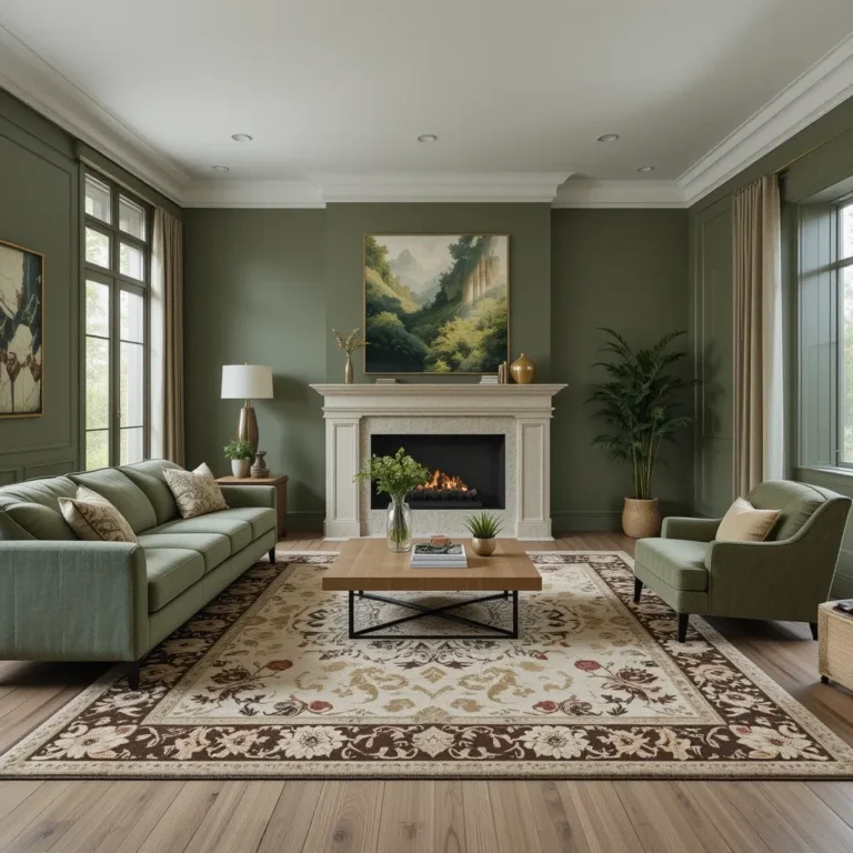Patterned Brown and Green Area Rugs for Visual Interest