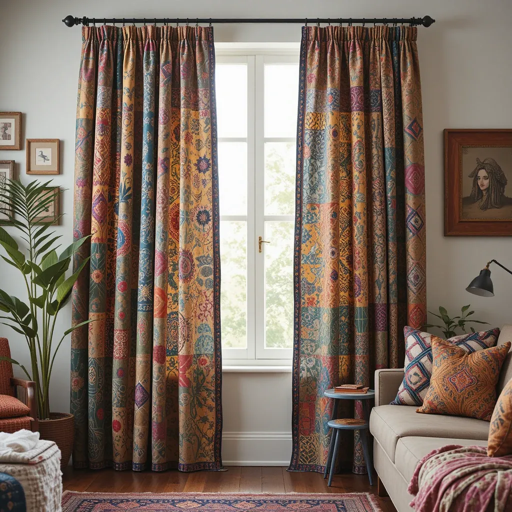 Patterned Kantha Fabric Curtains