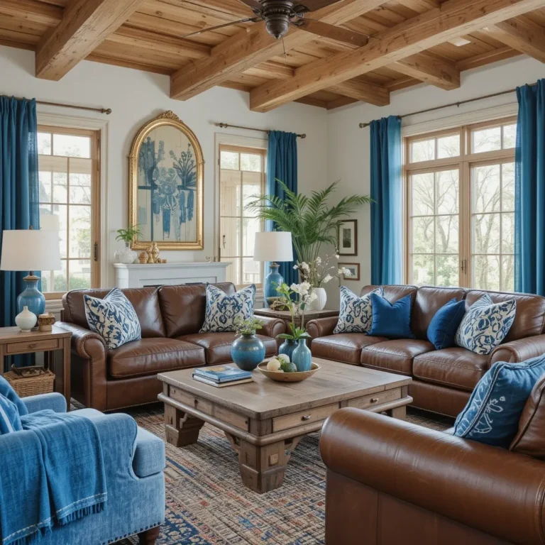 Rustic Blues with Brown Leather Charm