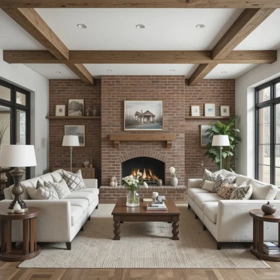 Rustic Brick with Wooden Beams