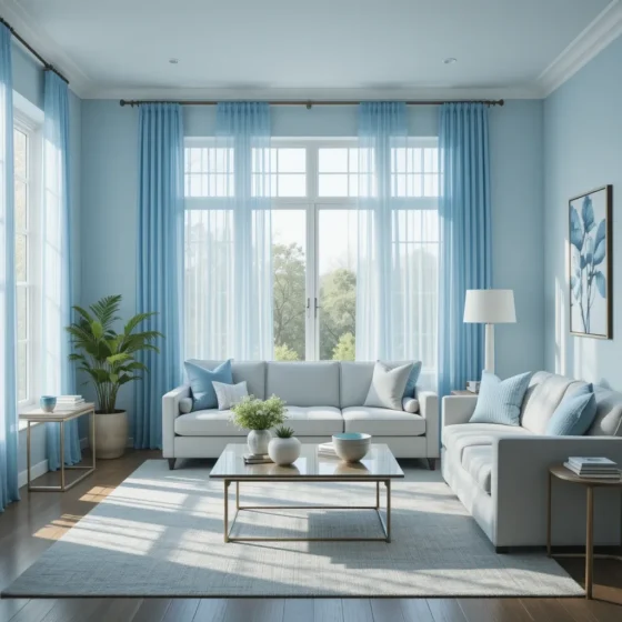 Sheer Blue Drapes for a Breezy Atmosphere