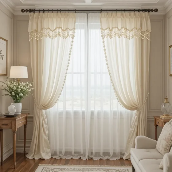 Sheer Curtains with Beaded Accents for an Elegant Touch