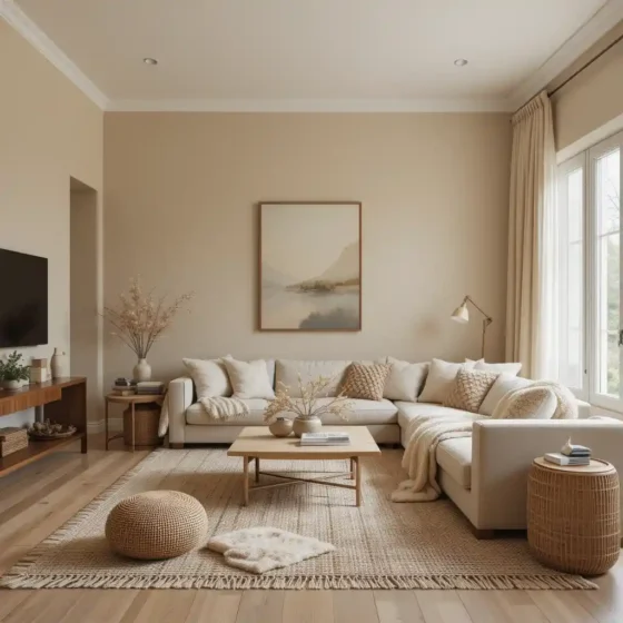 Soft Beige Walls with Layered Textures
