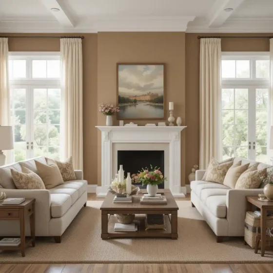 Soft Caramel Brown with White Trim