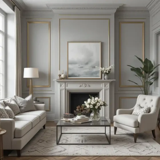 Soft Grey Walls with Gold Trim